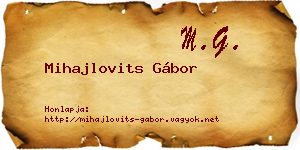 Mihajlovits Gábor névjegykártya